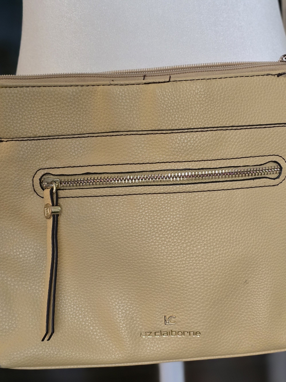 Liz Claiborne Muted Yellow Leather Crossbody Bag